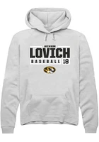 Jackson Lovich  Rally Missouri Tigers Mens White NIL Stacked Box Long Sleeve Hoodie