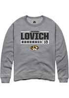 Jackson Lovich  Rally Missouri Tigers Mens Graphite NIL Stacked Box Long Sleeve Crew Sweatshirt