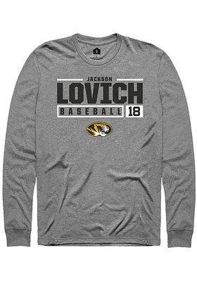 Jackson Lovich  Missouri Tigers Graphite Rally NIL Stacked Box Long Sleeve T Shirt