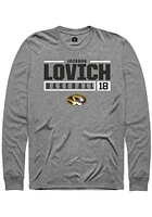 Jackson Lovich  Missouri Tigers Graphite Rally NIL Stacked Box Long Sleeve T Shirt