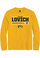 Jackson Lovich  Missouri Tigers Gold Rally NIL Stacked Box Long Sleeve T Shirt