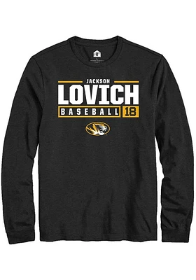 Jackson Lovich  Missouri Tigers Black Rally NIL Stacked Box Long Sleeve T Shirt