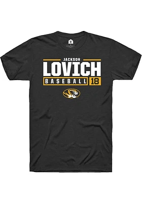 Jackson Lovich  Missouri Tigers Black Rally NIL Stacked Box Short Sleeve T Shirt