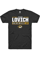 Jackson Lovich  Missouri Tigers Black Rally NIL Stacked Box Short Sleeve T Shirt