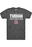 Mia Tuman  Ohio State Buckeyes Dark Grey Rally NIL Stacked Box Short Sleeve T Shirt