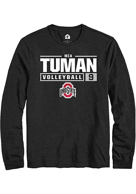 Mia Tuman  Ohio State Buckeyes Black Rally NIL Stacked Box Long Sleeve T Shirt