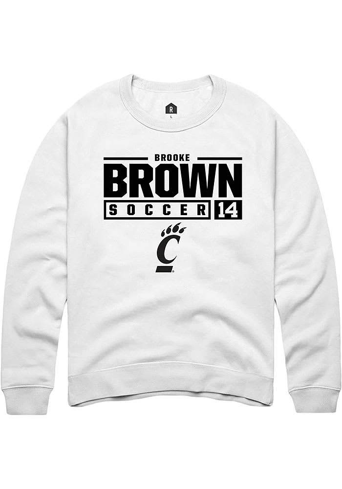 Brooke Brown Rally Cincinnati Bearcats Mens NIL Stacked Box Long Sleeve Crew Sweatshirt