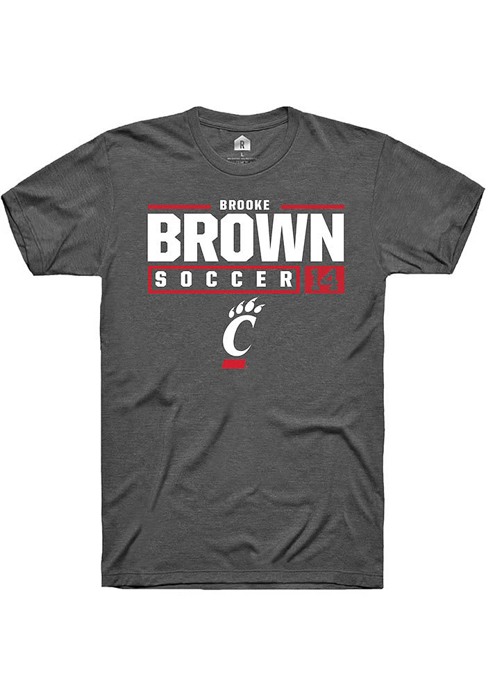 Brooke Brown  Cincinnati Bearcats Dark Grey Rally NIL Stacked Box Short Sleeve T Shirt