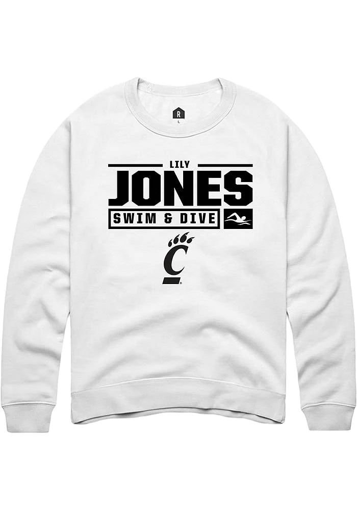 Lily Jones Rally Cincinnati Bearcats Mens NIL Stacked Box Long Sleeve Crew Sweatshirt