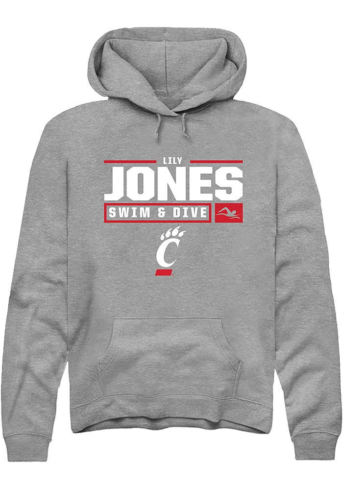 Lily Jones  Rally Cincinnati Bearcats Mens Graphite NIL Stacked Box Long Sleeve Hoodie