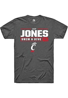 Lily Jones  Cincinnati Bearcats Dark Grey Rally NIL Stacked Box Short Sleeve T Shirt