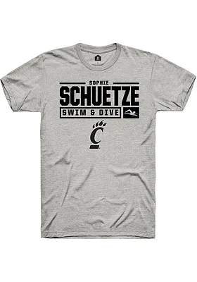 Sophie Schuetze  Cincinnati Bearcats Ash Rally NIL Stacked Box Short Sleeve T Shirt