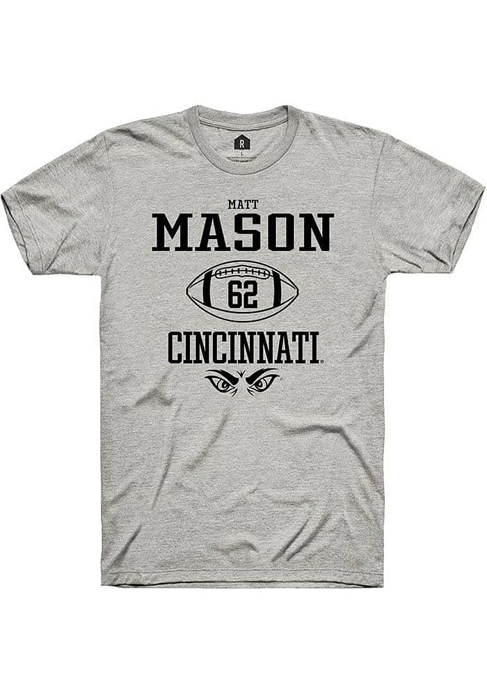 Matt Mason  Cincinnati Bearcats Ash Rally NIL Sport Icon Short Sleeve T Shirt