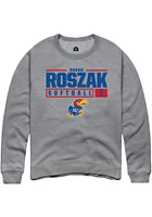 Sara Roszak  Rally Kansas Jayhawks Mens Graphite NIL Stacked Box Long Sleeve Crew Sweatshirt