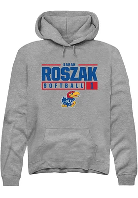 Sara Roszak  Rally Kansas Jayhawks Mens Graphite NIL Stacked Box Long Sleeve Hoodie