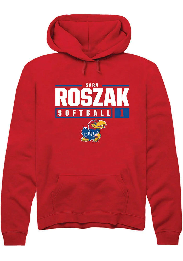 Sara Roszak Rally Kansas Jayhawks Mens NIL Stacked Box Long Sleeve Hoodie