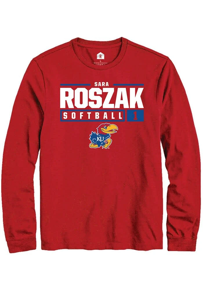 Sara Roszak Kansas Jayhawks Rally NIL Stacked Box Long Sleeve T Shirt