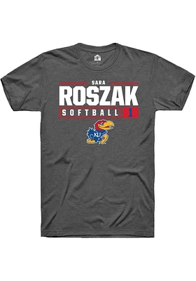 Sara Roszak  Kansas Jayhawks Dark Grey Rally NIL Stacked Box Short Sleeve T Shirt
