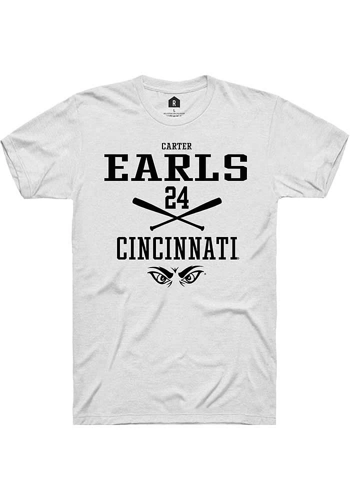 Carter Earls  Cincinnati Bearcats Dark Grey Rally NIL Sport Icon Short Sleeve T Shirt