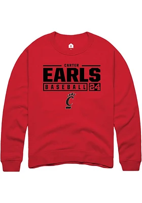 Carter Earls Rally Cincinnati Bearcats Mens NIL Stacked Box Long Sleeve Crew Sweatshirt