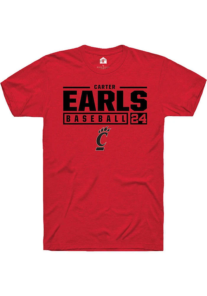 Carter Earls Cincinnati Bearcats Rally NIL Stacked Box Short Sleeve T Shirt