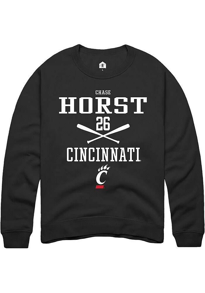 Chase Horst Rally Cincinnati Bearcats Mens Black NIL Sport Icon Long Sleeve Crew Sweatshirt