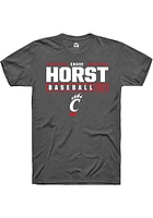 Chase Horst  Cincinnati Bearcats Dark Grey Rally NIL Stacked Box Short Sleeve T Shirt