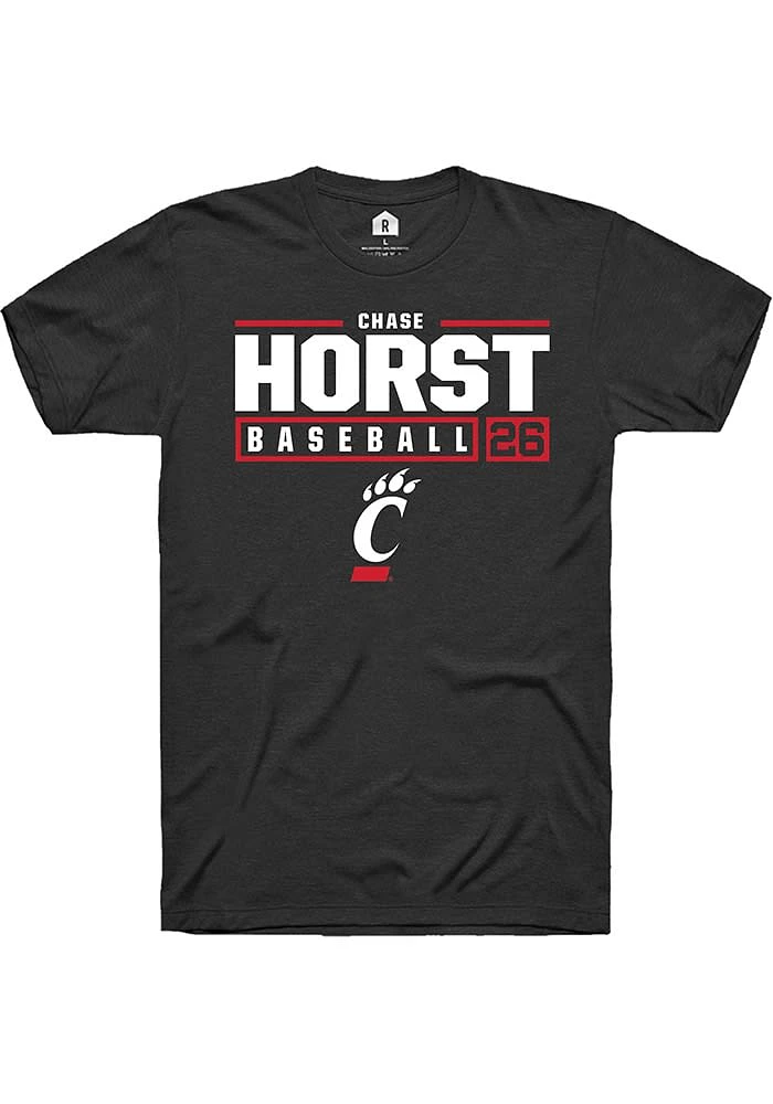 Chase Horst Cincinnati Bearcats Rally NIL Stacked Box Short Sleeve T Shirt