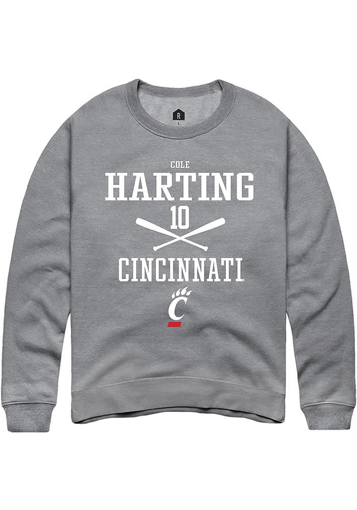 Cole Harting  Rally Cincinnati Bearcats Mens Graphite NIL Sport Icon Long Sleeve Crew Sweatshirt