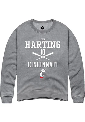 Cole Harting  Rally Cincinnati Bearcats Mens Graphite NIL Sport Icon Long Sleeve Crew Sweatshirt