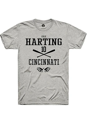 Cole Harting  Cincinnati Bearcats Ash Rally NIL Sport Icon Short Sleeve T Shirt