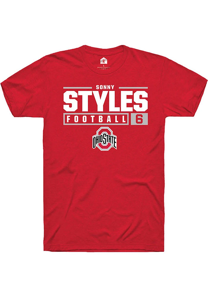 Sonny Styles  Ohio State Buckeyes Red Rally NIL Stacked Box Short Sleeve T Shirt