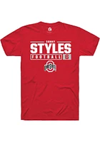 Sonny Styles  Ohio State Buckeyes Red Rally NIL Stacked Box Short Sleeve T Shirt