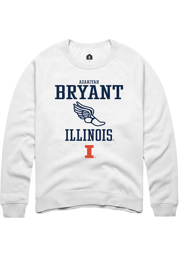 Azariyah Bryant Rally Illinois Fighting Illini Mens White NIL Sport Icon Long Sleeve Crew Sweatsh..