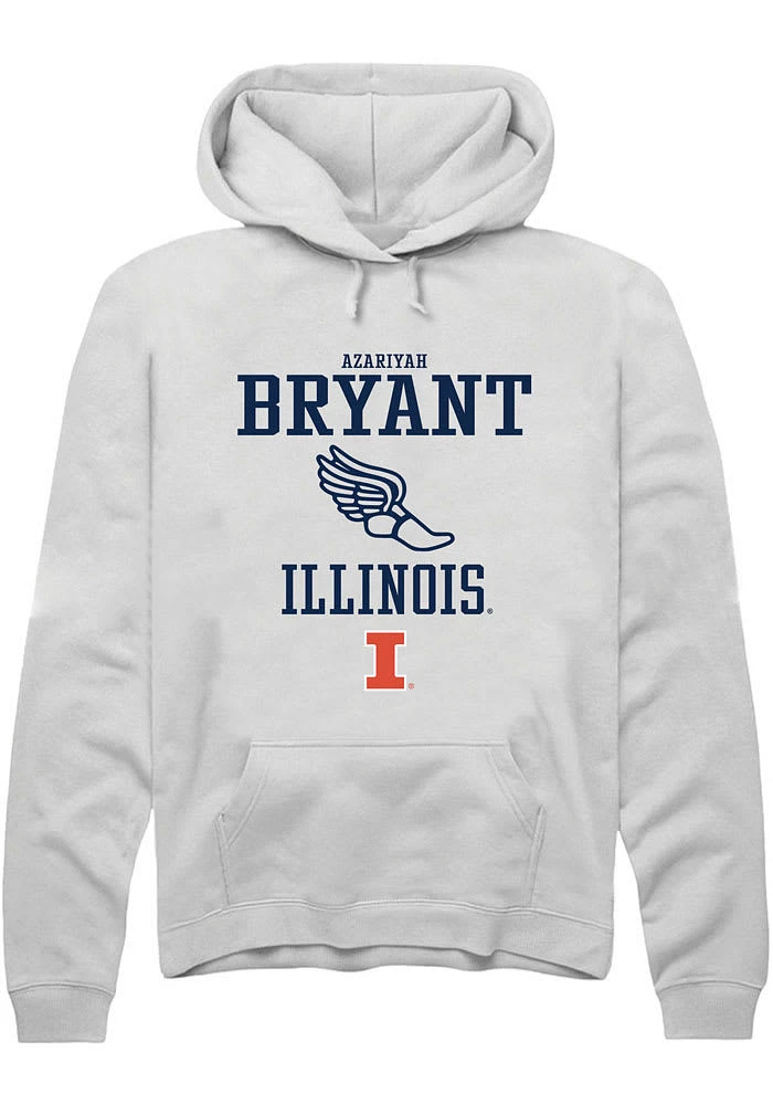 Azariyah Bryant Rally Illinois Fighting Illini Mens White NIL Sport Icon Long Sleeve Hoodie