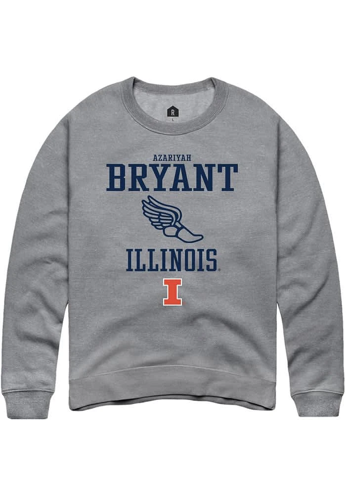 Azariyah Bryant Rally Illinois Fighting Illini Mens Graphite NIL Sport Icon Long Sleeve Crew Swea..