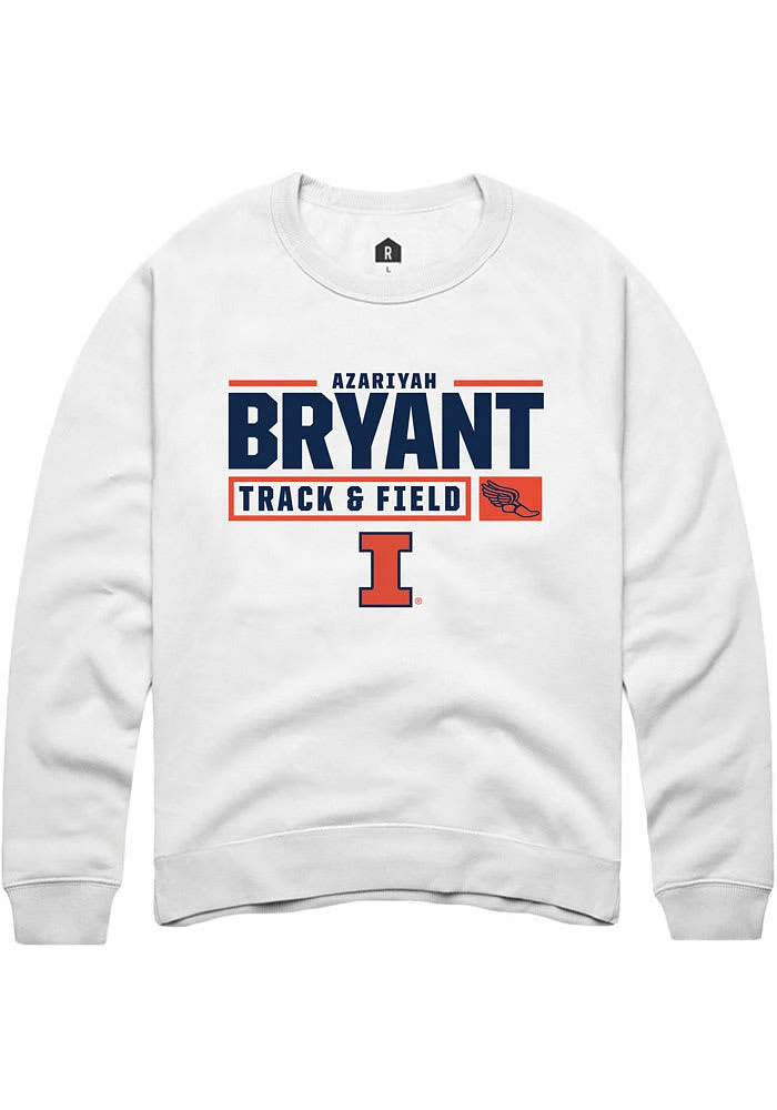 Azariyah Bryant Rally Illinois Fighting Illini Mens White NIL Stacked Box Long Sleeve Crew Sweats..