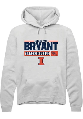 Azariyah Bryant  Rally Illinois Fighting Illini Mens White NIL Stacked Box Long Sleeve Hoodie