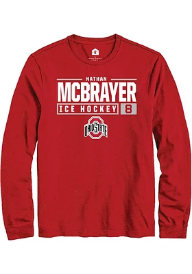 Nathan McBrayer  Ohio State Buckeyes Red Rally NIL Stacked Box Long Sleeve T Shirt
