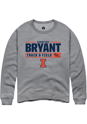 Azariyah Bryant  Rally Illinois Fighting Illini Mens Graphite NIL Stacked Box Long Sleeve Crew Swe..