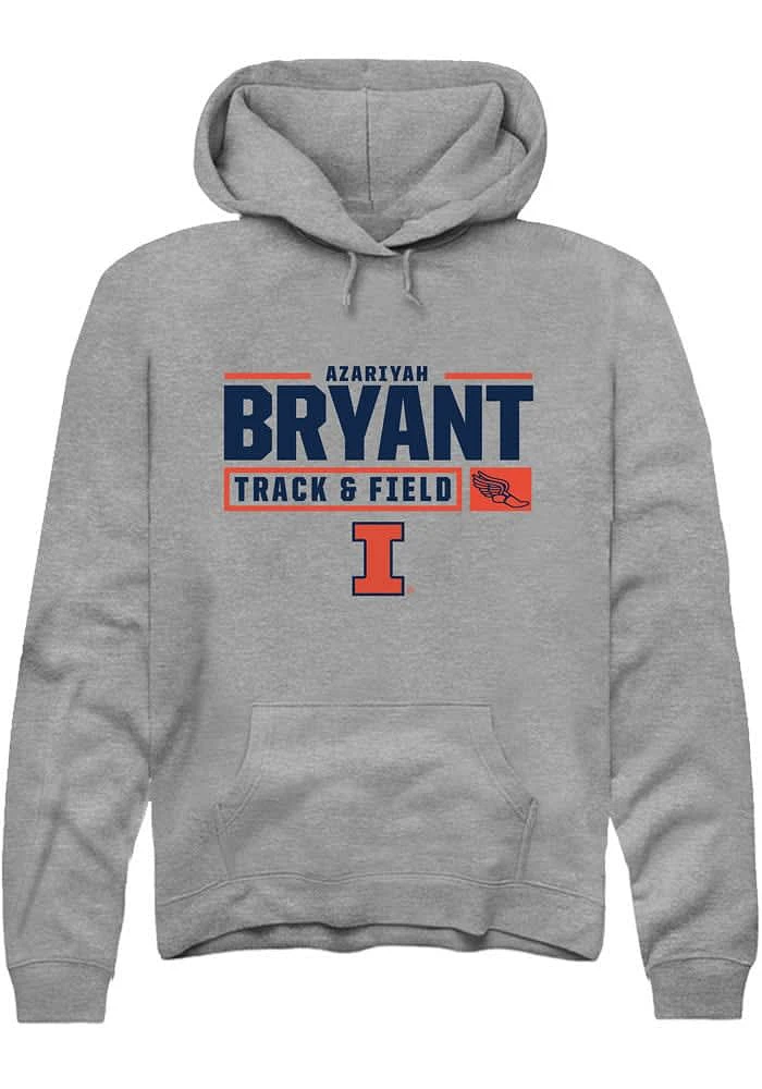 Azariyah Bryant Rally Illinois Fighting Illini Mens Graphite NIL Stacked Box Long Sleeve Hoodie