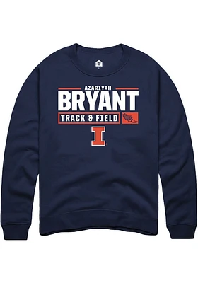 Azariyah Bryant  Rally Illinois Fighting Illini Mens Navy Blue NIL Stacked Box Long Sleeve Crew Sw..