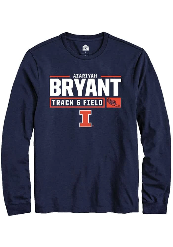 Azariyah Bryant Illinois Fighting Illini Navy Blue Rally NIL Stacked Box Long Sleeve T Shirt