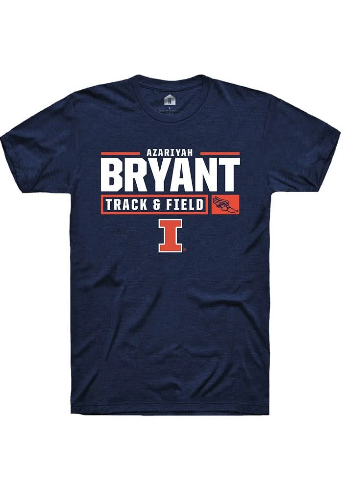 Azariyah Bryant Illinois Fighting Illini Navy Blue Rally NIL Stacked Box Short Sleeve T Shirt