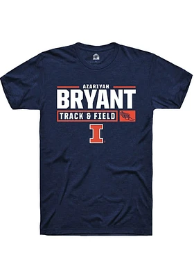 Azariyah Bryant  Illinois Fighting Illini Navy Blue Rally NIL Stacked Box Short Sleeve T Shirt