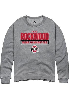 Tyler Rockwood  Rally Ohio State Buckeyes Mens Graphite NIL Stacked Box Long Sleeve Crew Sweatsh..