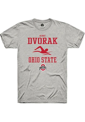 Henry Dvorak  Ohio State Buckeyes Ash Rally NIL Sport Icon Short Sleeve T Shirt