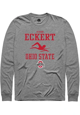 Jaxson Eckert  Ohio State Buckeyes Graphite Rally NIL Sport Icon Long Sleeve T Shirt