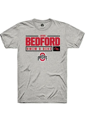 Josh Bedford  Ohio State Buckeyes Ash Rally NIL Stacked Box Short Sleeve T Shirt