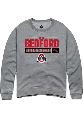 Josh Bedford  Rally Ohio State Buckeyes Mens Graphite NIL Stacked Box Long Sleeve Crew Sweatshir..